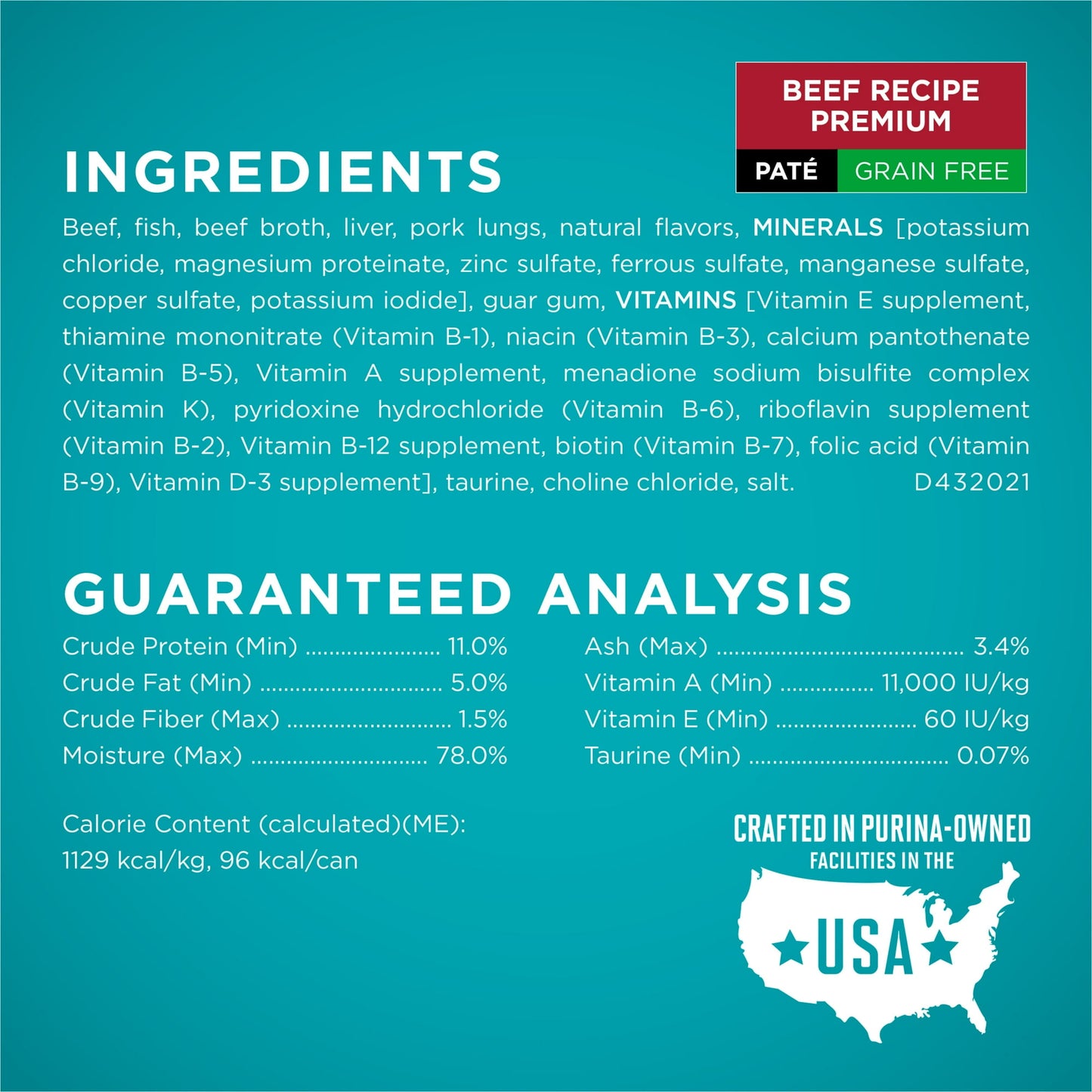 Image displaying text about the details of a Wet cat food