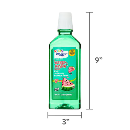 Equate Kids Sugar-Free Kids Anticavity Fluoride Rinse, Watermelon Flavor, 18 fl oz
