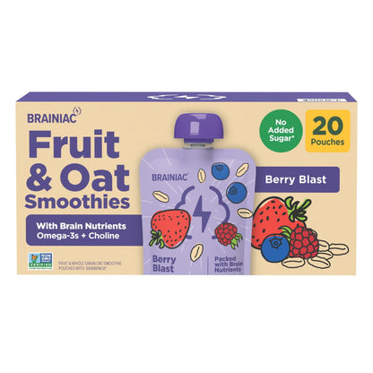 Brainiac Fruit and Oat Smoothie Pouches, 20 pk.