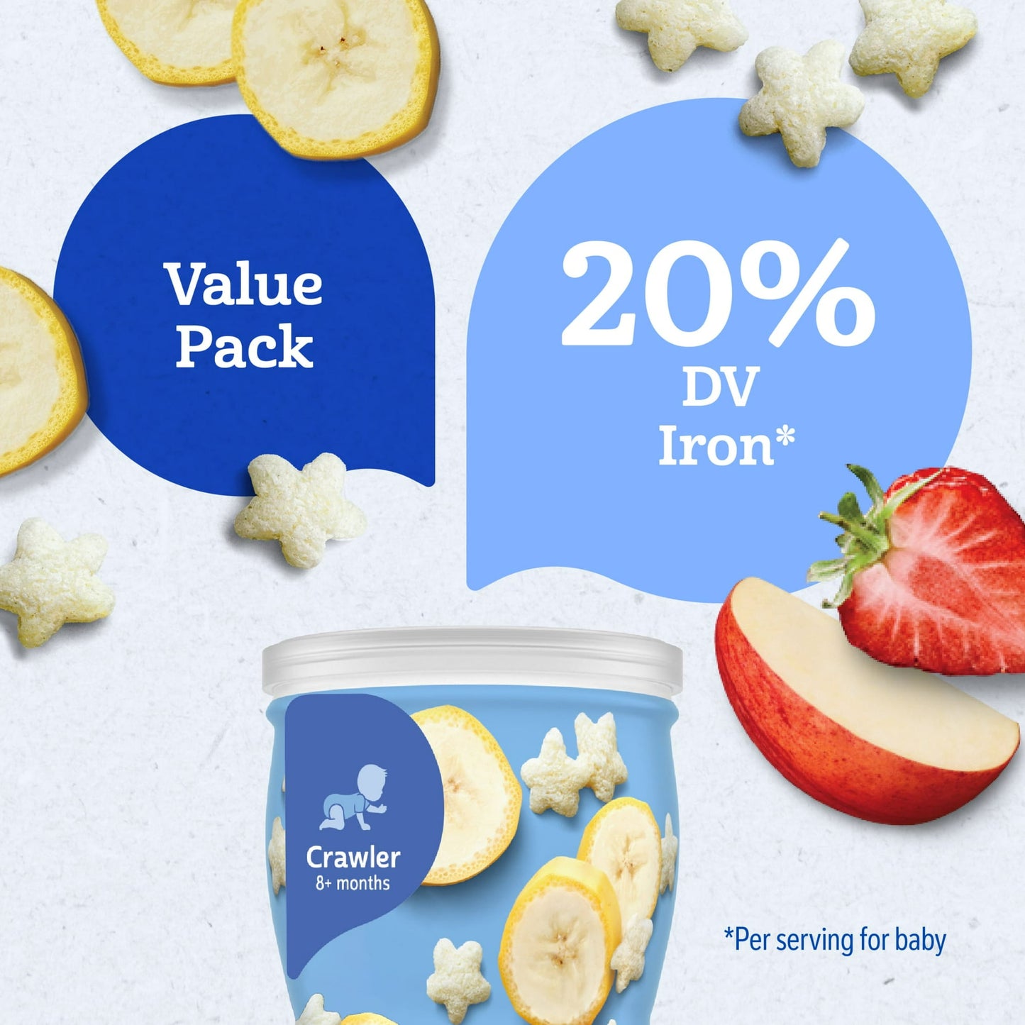 Gerber Stage 3 Baby Food Snacks, Banana and Apple Strawberry Variety Pack, 1.48 oz Canister (2 pack)