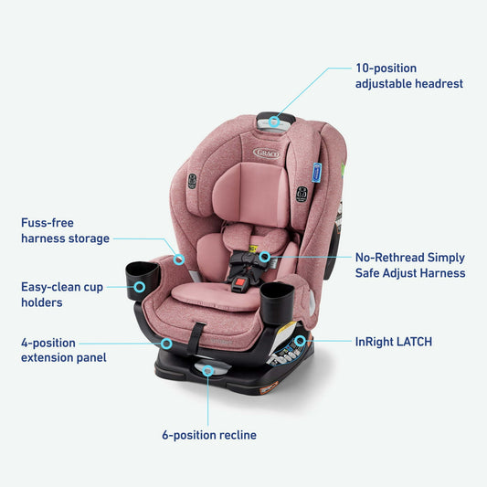 Graco Extend2Fit 3-in-1 Convertible Car Seat, Talia Pink