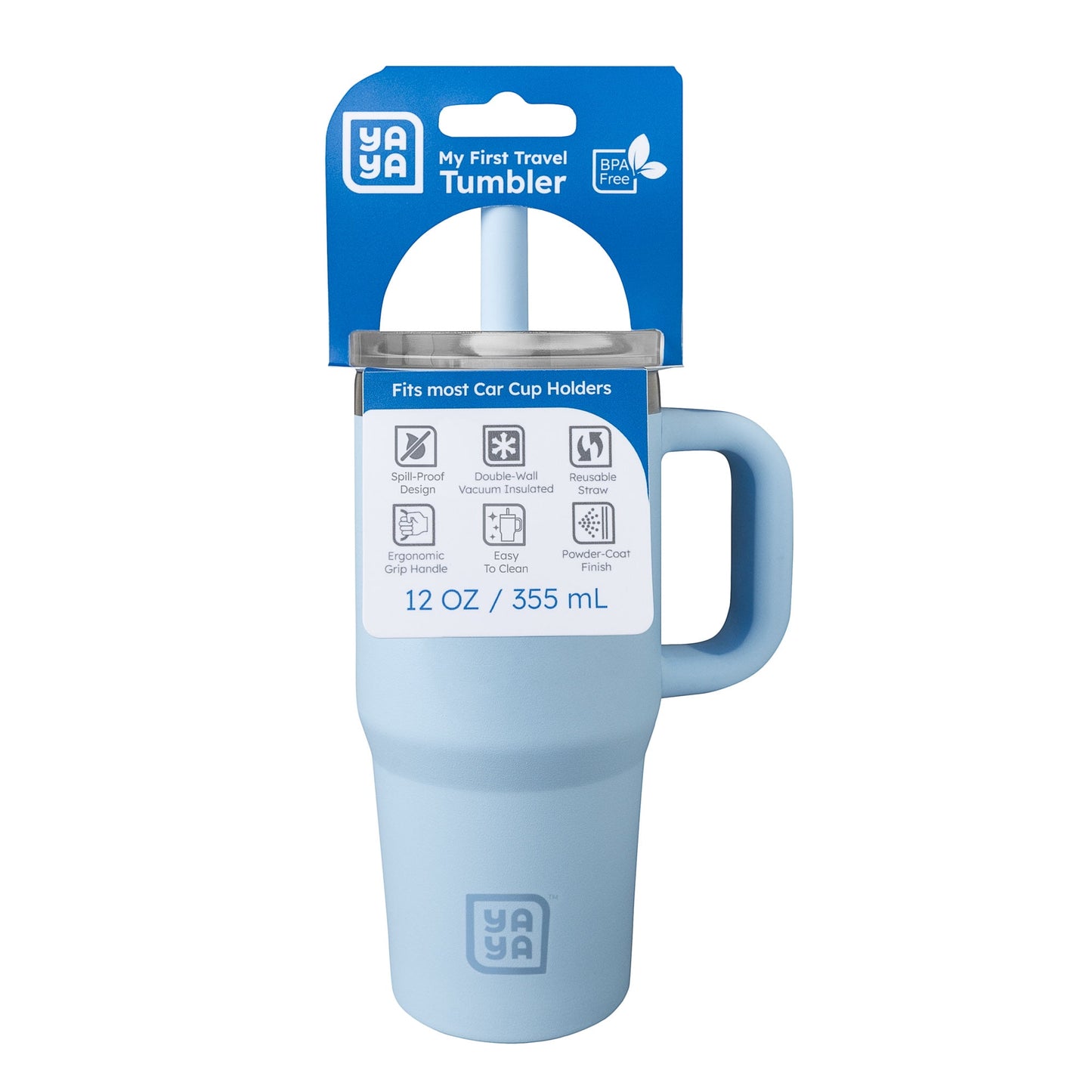 YAYA My First Travel Tumbler for Toddlers 3+ with Reusable Straw and Spill-Safe Lid, 12oz