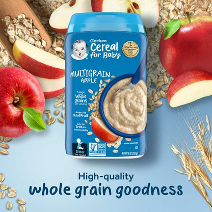 Gerber Stage 2 Baby Food, Multigrain Apple Cereal, 8 Oz