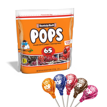 Tootsie Pops, Assorted Peanut Free and Gluten Free Lollipops, 65 Count