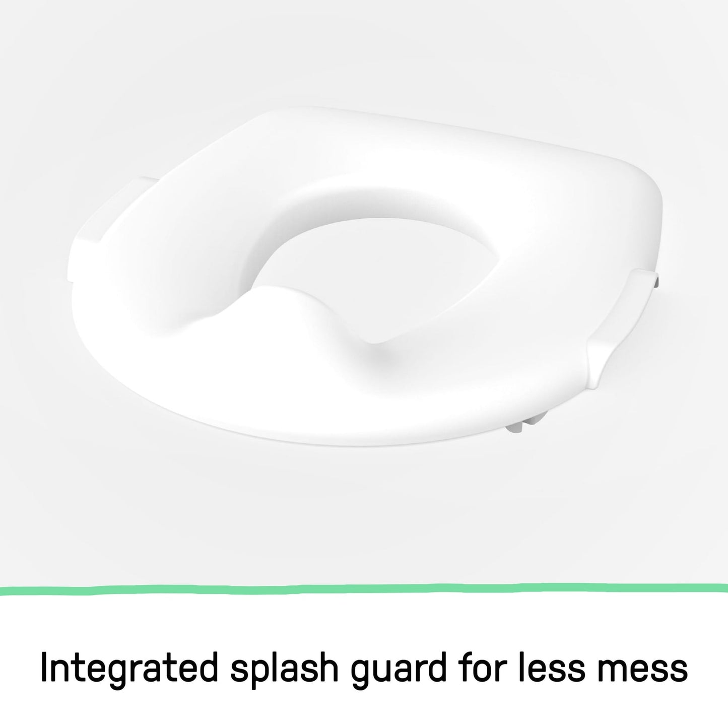 White potty training toilet seat for children, with text below