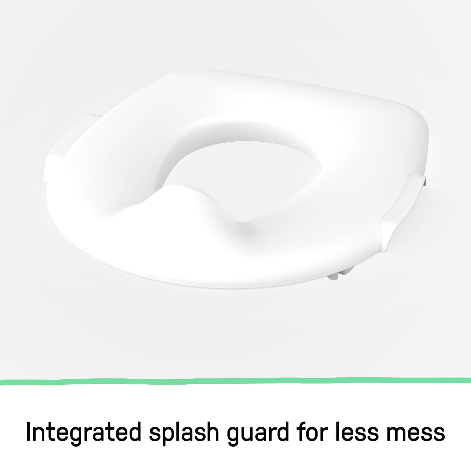 White potty training toilet seat for children, with text below