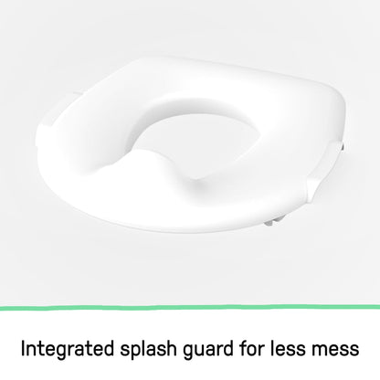 White potty training toilet seat for children, with text below