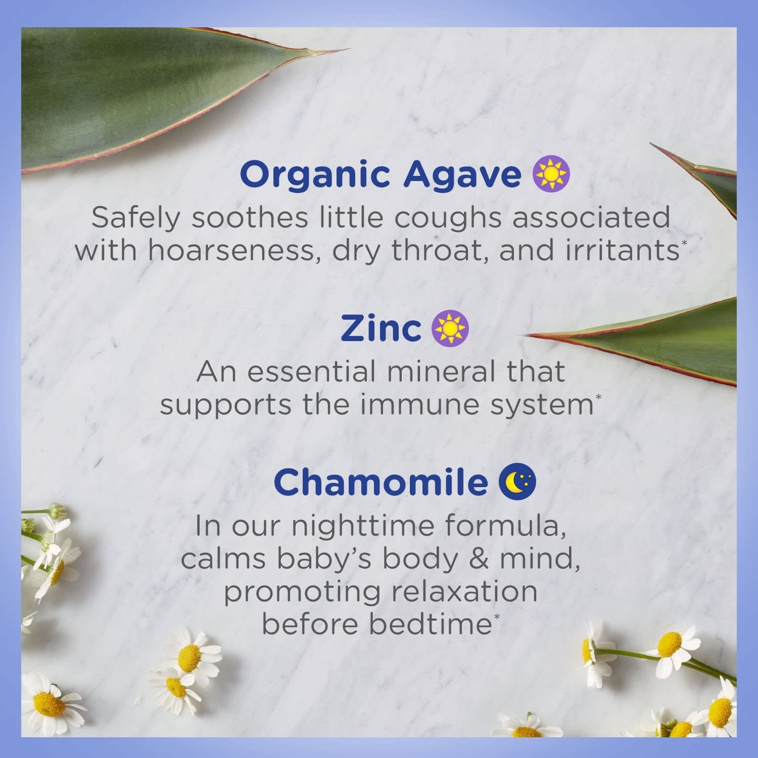 Image displaying text about ingredients and details of a gentle relief product