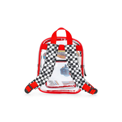 Transparent kids backpack with organized compartments for school supplies, toys, and daily essentials