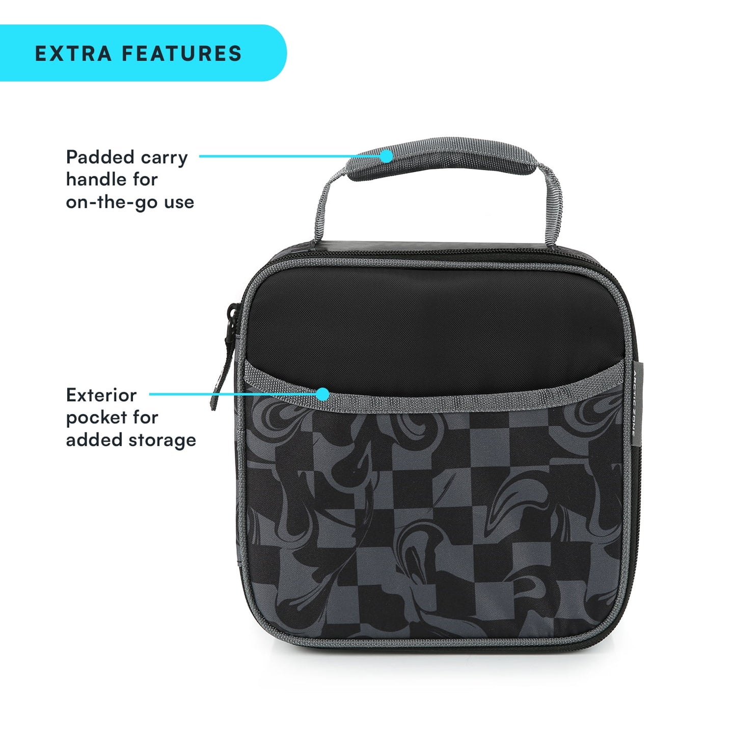 Insulated lunch bag displayed on a white background.