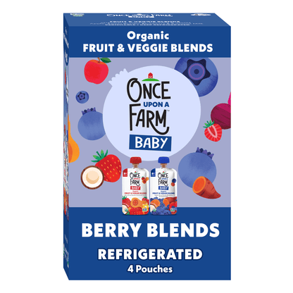 Once Upon a Farm Organic Refrigerated Kids Snack Berry Variety Pack, 3.2oz Pouch (4 Pack)