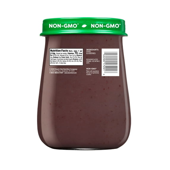 Beech-Nut Naturals Stage 2 Baby Food, Pear & Blueberries, 4 oz Jar