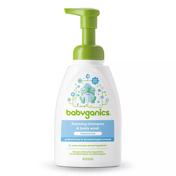 foaming shampoo & body wash bottle on a white background
