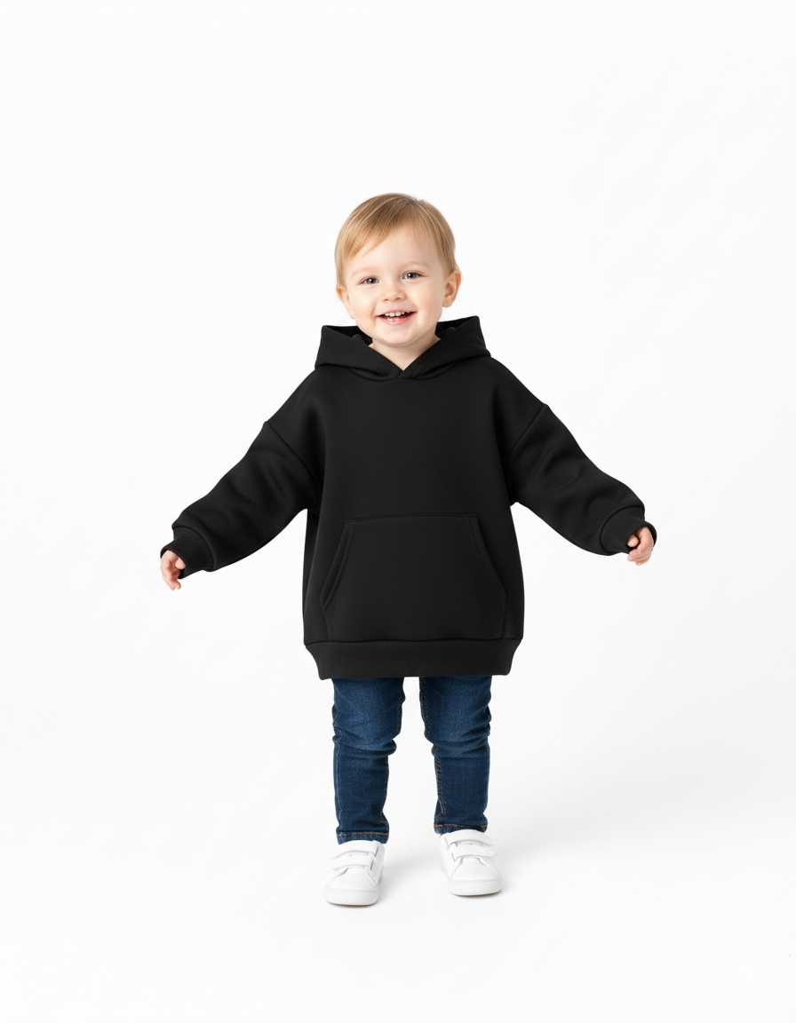 Premium Cozy Kids Hoodie –Toddler Sponge Fleece Pullover - Black | Hoodie Sweatshirt Soft, Warm & Everyday Comfort