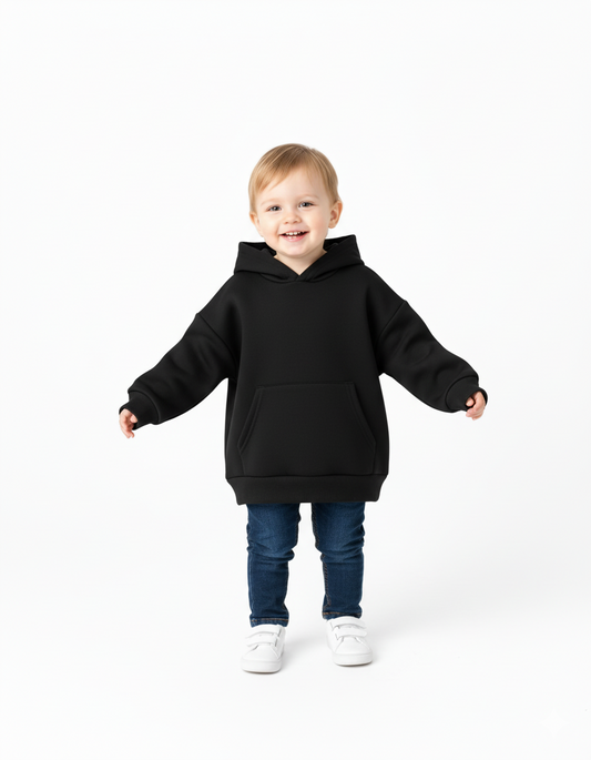 Premium Cozy Kids Hoodie –Toddler Sponge Fleece Pullover - Black | Hoodie Sweatshirt Soft, Warm & Everyday Comfort