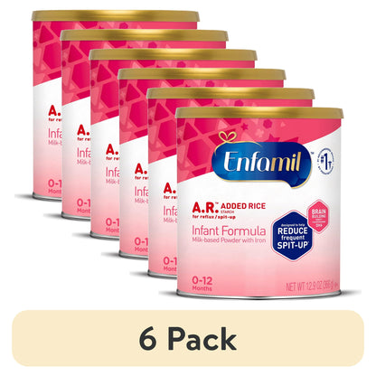 infant Formula cans with a '6 Pack' label on a white background