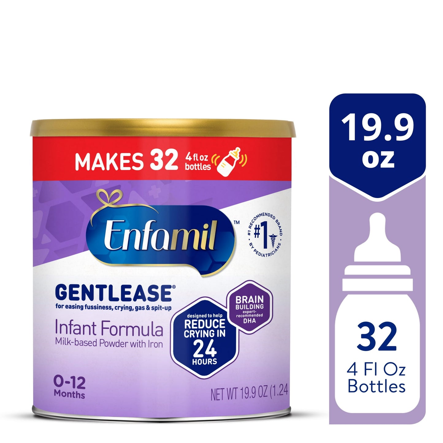 infant formula can with packaging details on a white background