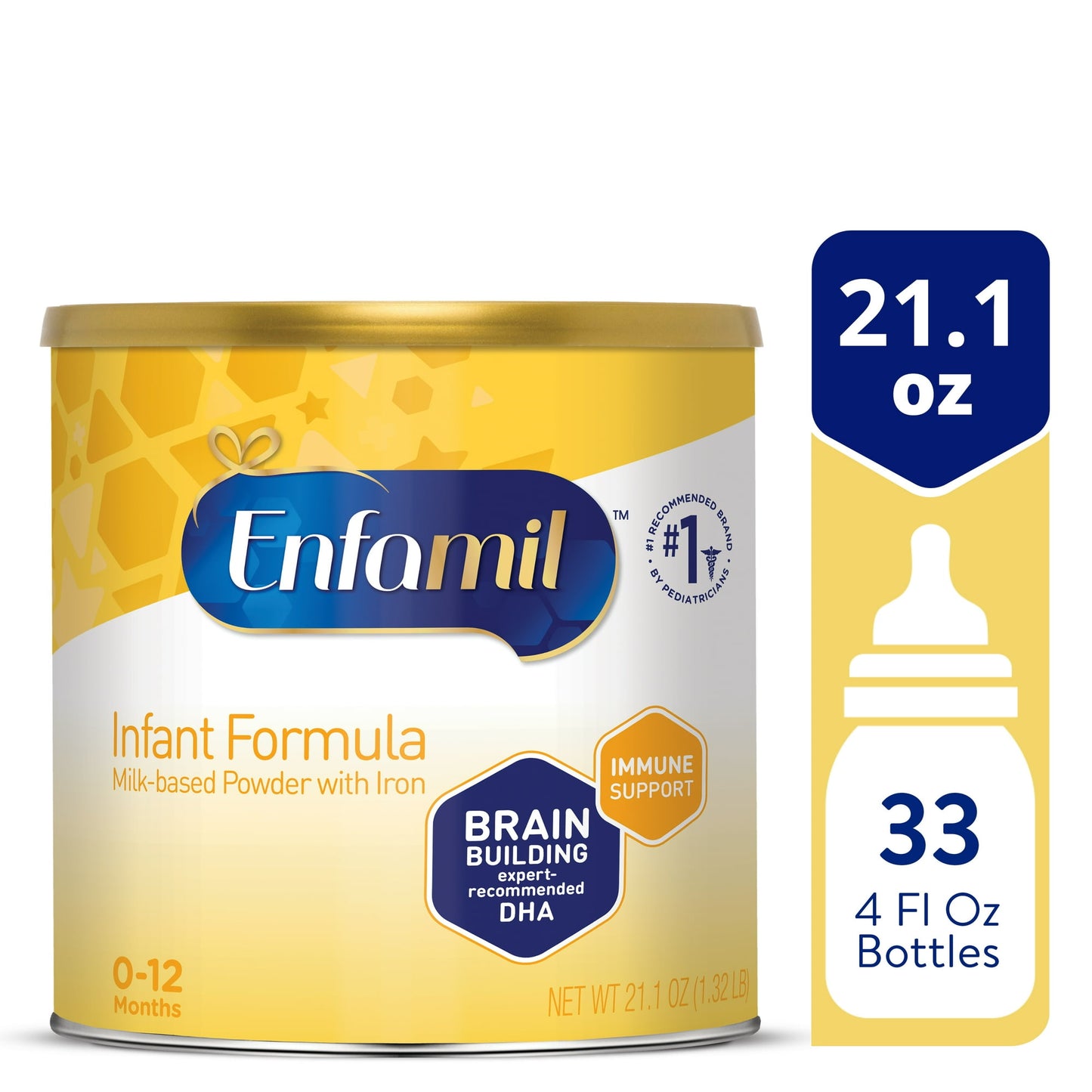 infant formula can with label details on a white background