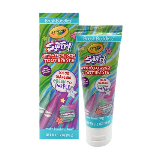 kids toothpaste with packaging on a white background