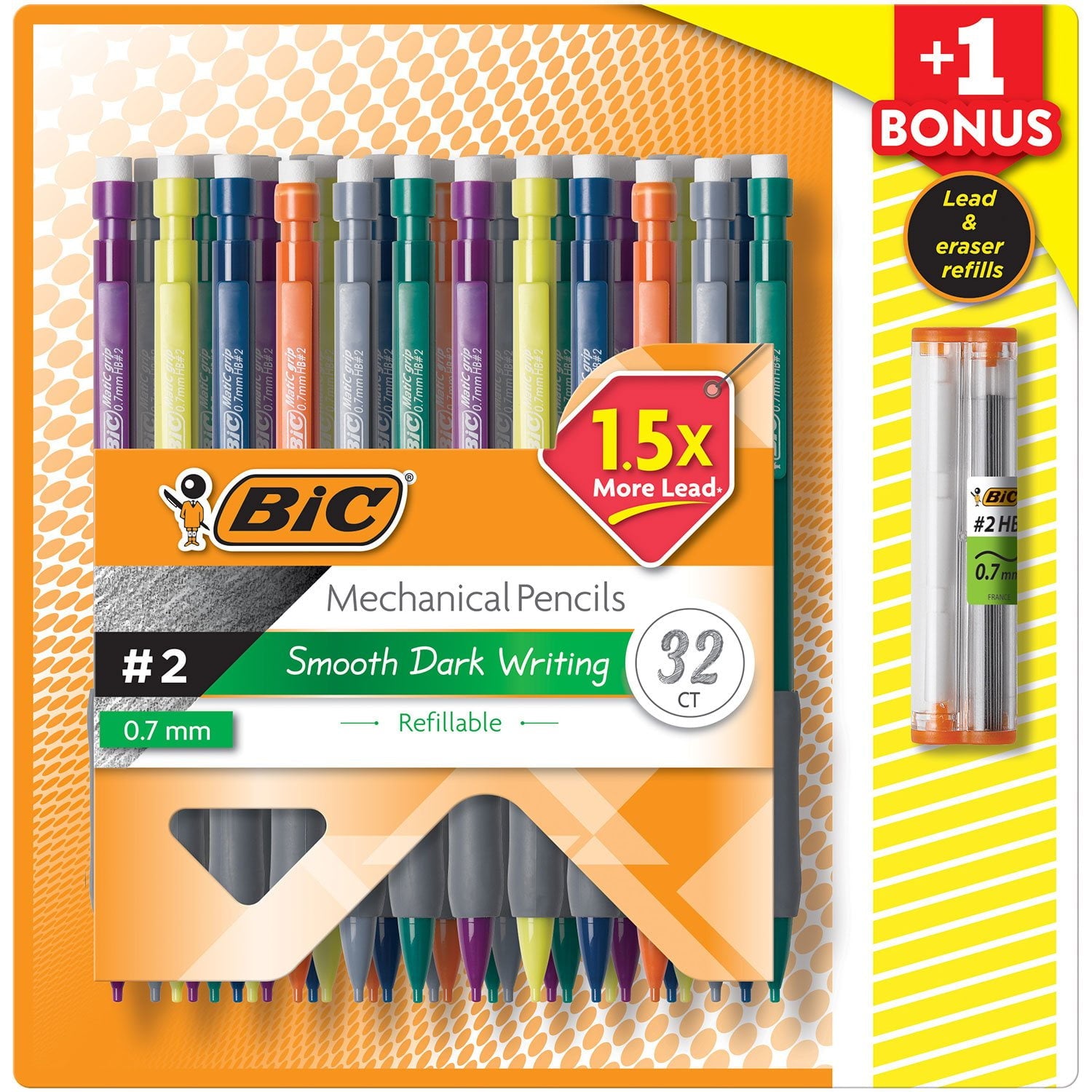 mechanical pencils set with bonus lead refills on a white background