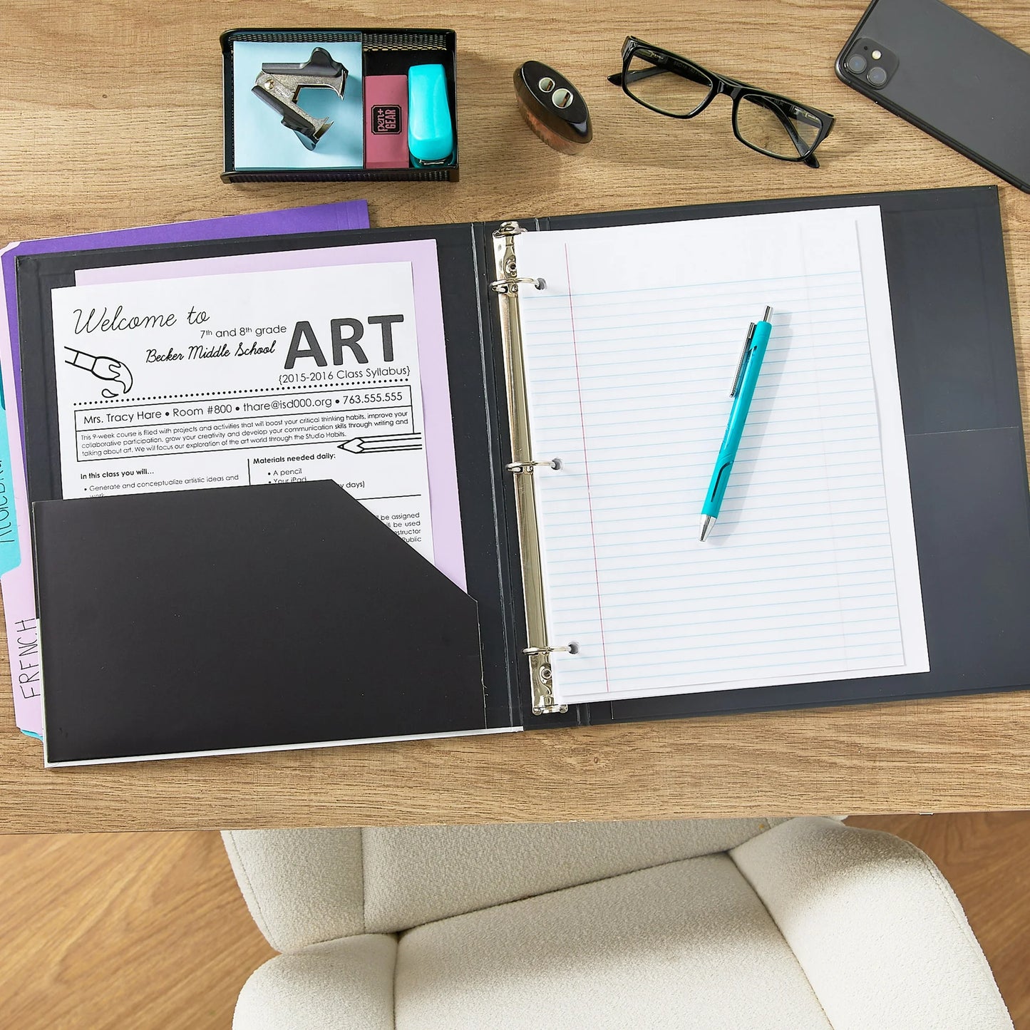 Pen+Gear Fashion 1" Round-Ring Binder, Moon Pose, 11 in x 12 in