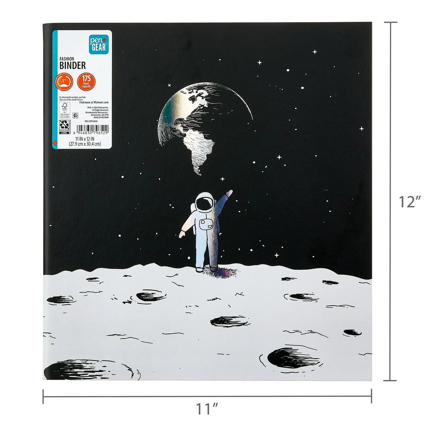 Pen+Gear Fashion 1" Round-Ring Binder, Moon Pose, 11 in x 12 in