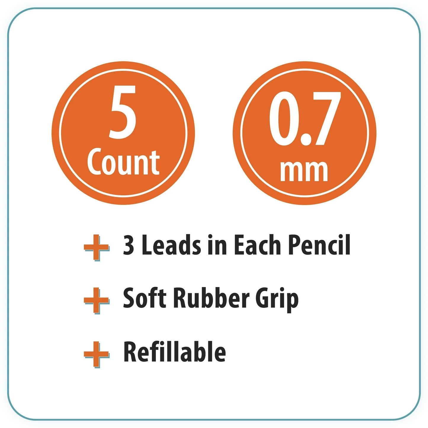 Pen+Gear No. 2 Mechanical Pencils, 0.7 mm, 5 Pack