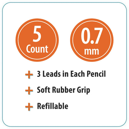 Pen+Gear No. 2 Mechanical Pencils, 0.7 mm, 5 Pack
