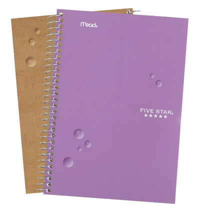 Five Star Spiral Notebook, 2 Subject, College Ruled, 6" x 9.5", Amethyst Purple