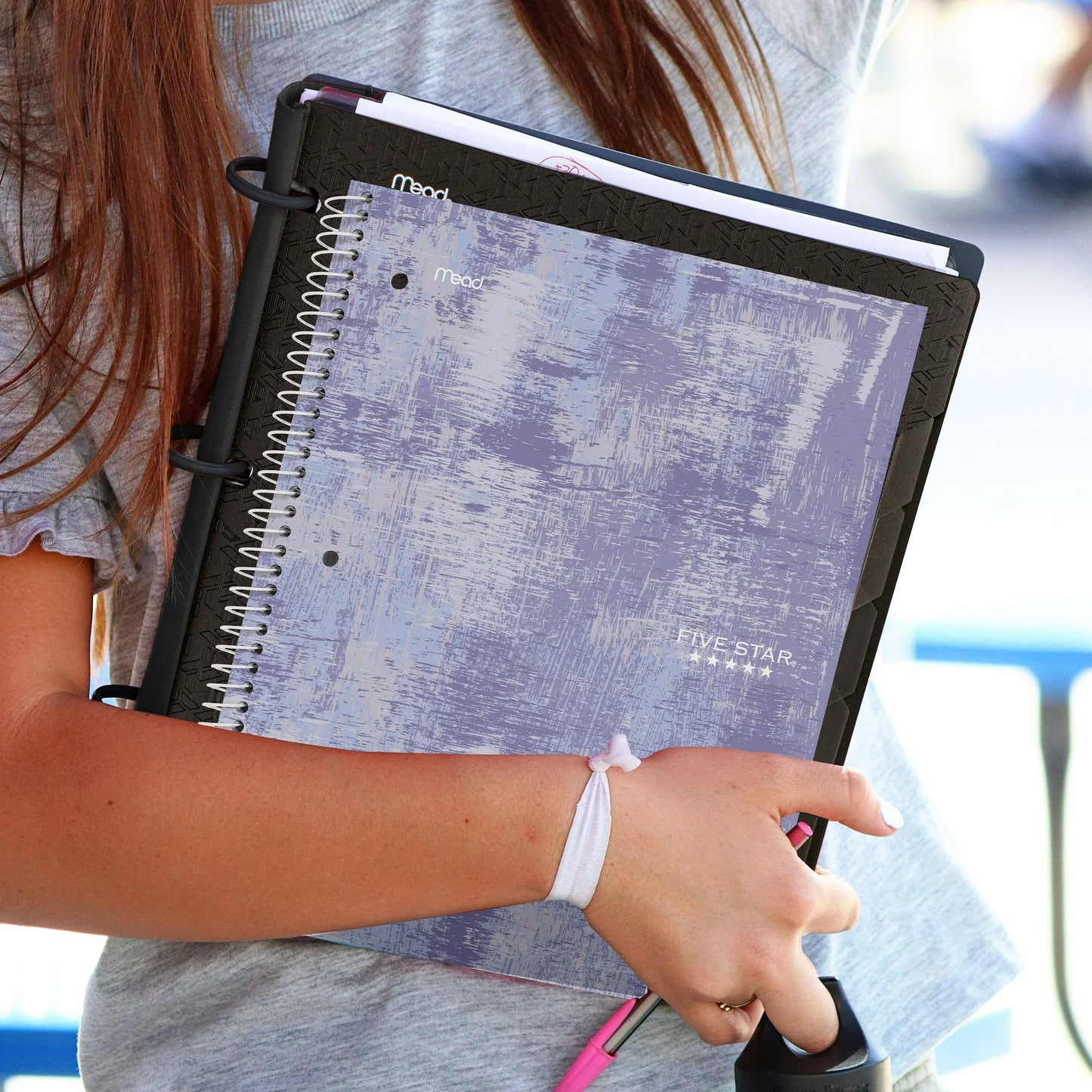Five Star Yoga Spiral 1 Subject College Ruled Notebook Plus Study App, 8.5" x 11", Lavender Grit, Poly, Spiral, 80 Sheets