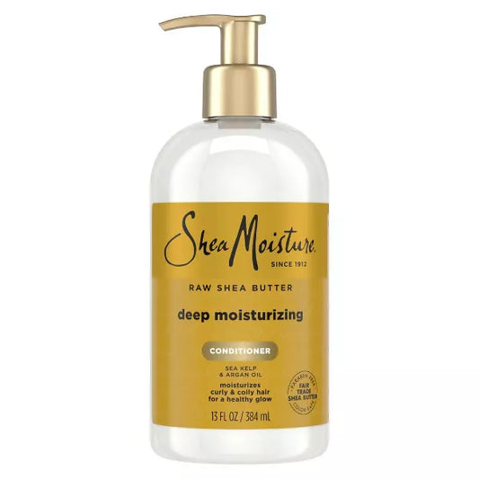 raw shea butter deep moisturizing conditioner bottle on a white background