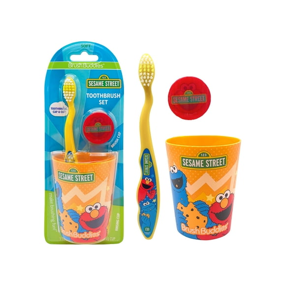 toothbrush set with cup and cap on a white background