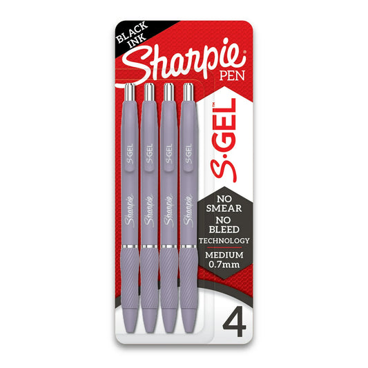 Sharpie S-Gel Pens, Violet Barrel, Black Ink, 4 Count