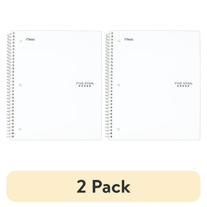 Five Star 1 Subject College Ruled Notebook Plus Study App, 8.5" x 11" , Black, Poly, Spiral, 100 Sheets